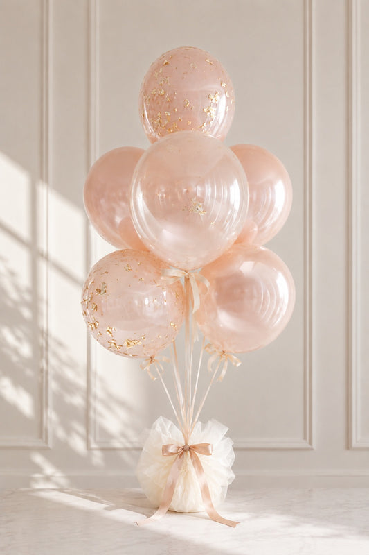 Blush & Borrowed wedding balloon bouquet in blush, ivory, and cream — Spokane and Coeur d'Alene