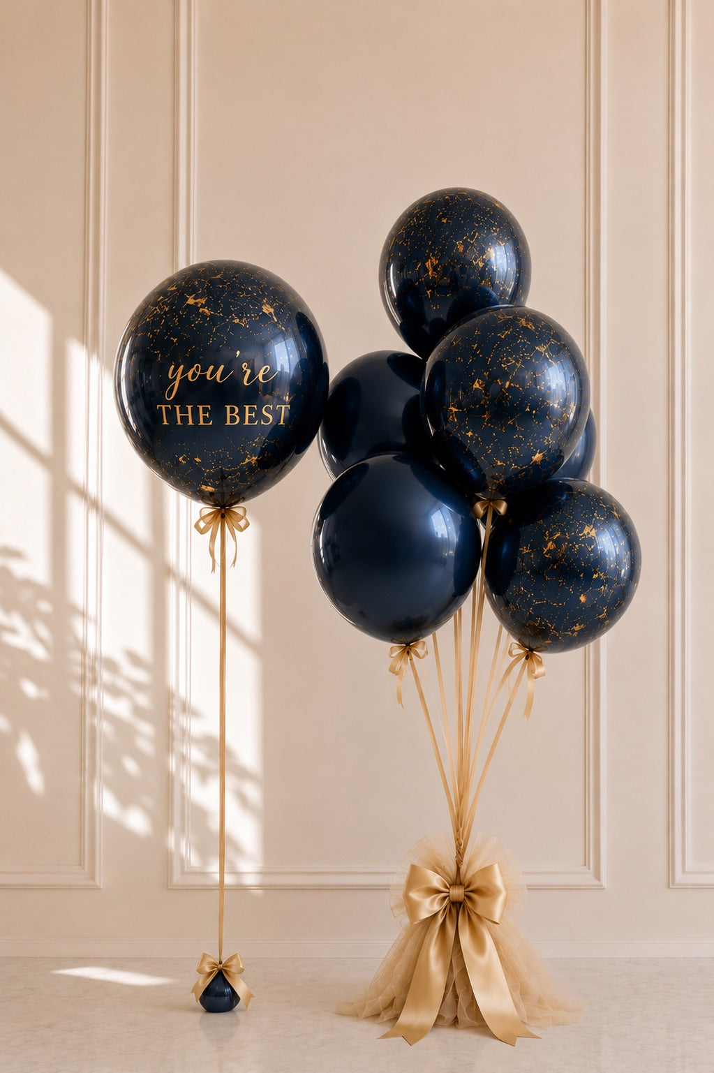The Boardroom balloon bouquet with custom logo decal option