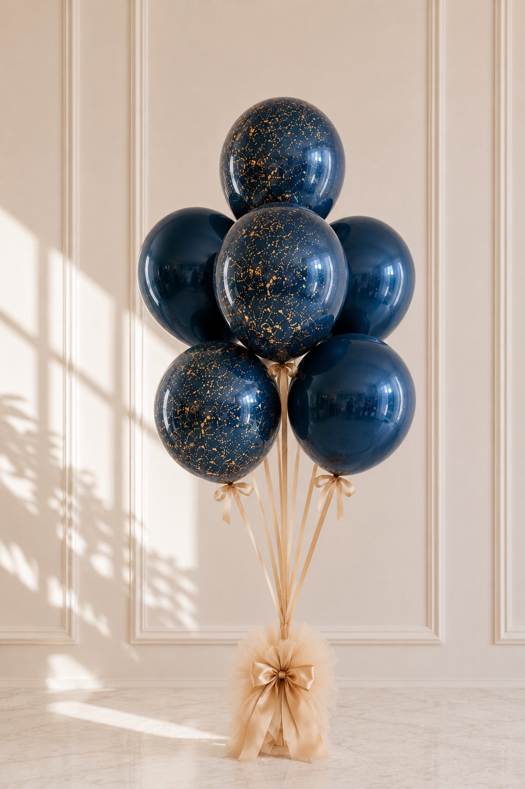 The Boardroom corporate balloon gift bouquet in sage, tan, and cream — Spokane corporate gifting