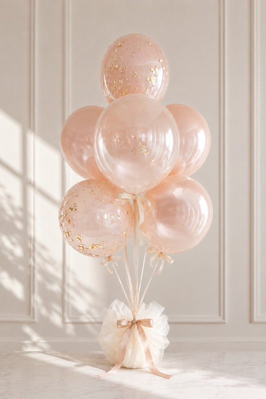 Glass-finish welcome home balloon bouquet for a realtor closing gift