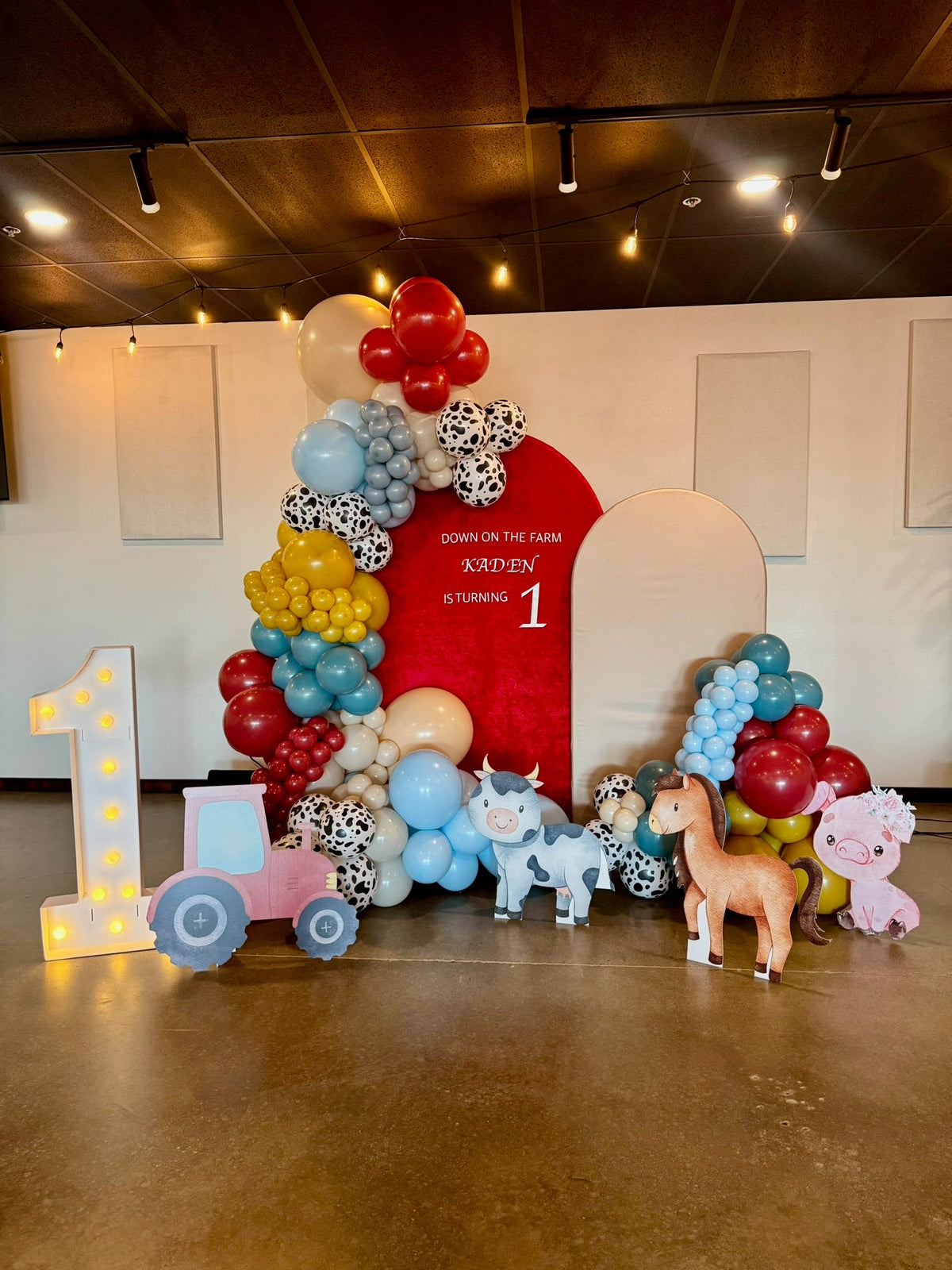 First birthday number balloon display by Air with a Flair
